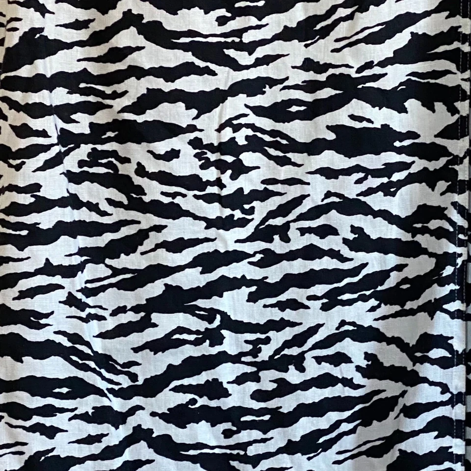 Falda envolvente sintética vintage estampado cebra 100 % lino negro blanco transpirable talla S Foto 3 de 4