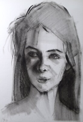 Portrait Studie #7 - A4 - Original Kohlezeichnung auf 150 g/m² Papier (kein Druck)