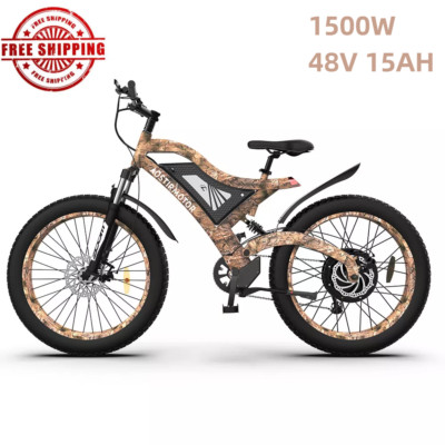 Electric Bike Mountain Bicycle 26'' 1500W 48V Fat Tire E-Bike Commuter for Adult