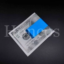 2 X Blue Steel Metal Dollar Money Clip Wallet Custom Made Credit Card Slim