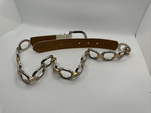 BRIGHTON Womens Silvertone B30852 Leather Belt Sz 32” - Picture 9 of 11