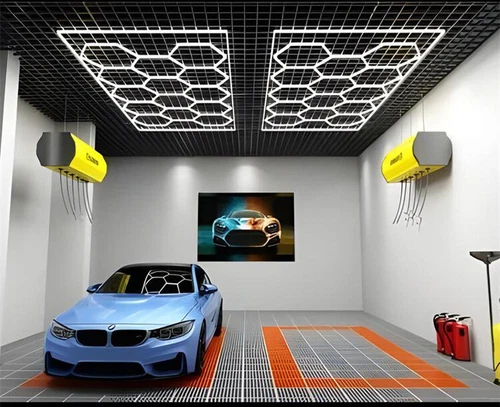 14x lampada LED esagonale garage tubi officina parete soffitto luce illuminazione DE - Foto 1 di 21