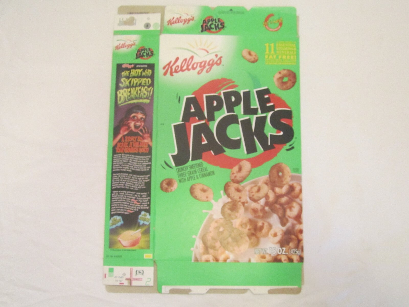 KELLOGG'S Empty Cereal Box 1998 APPLE JACKS Team Adventure 15 oz [A6e4