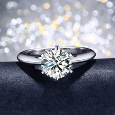 Handmade Solitaire 1.5ct Engagement CZ 925 Silver Women Wedding Band Ring Sz 4-9