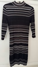 BCBGeneration Dress Black Grey mock neck Heathered striped knit dress size XS