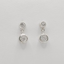 Cubic Zirconia Dangle Stud Earrings .925 Sterling Silver - BS149