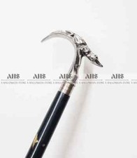 Antique Victorian Brass Crocodile Head Handle Men's Wooden Walking Stick Cane