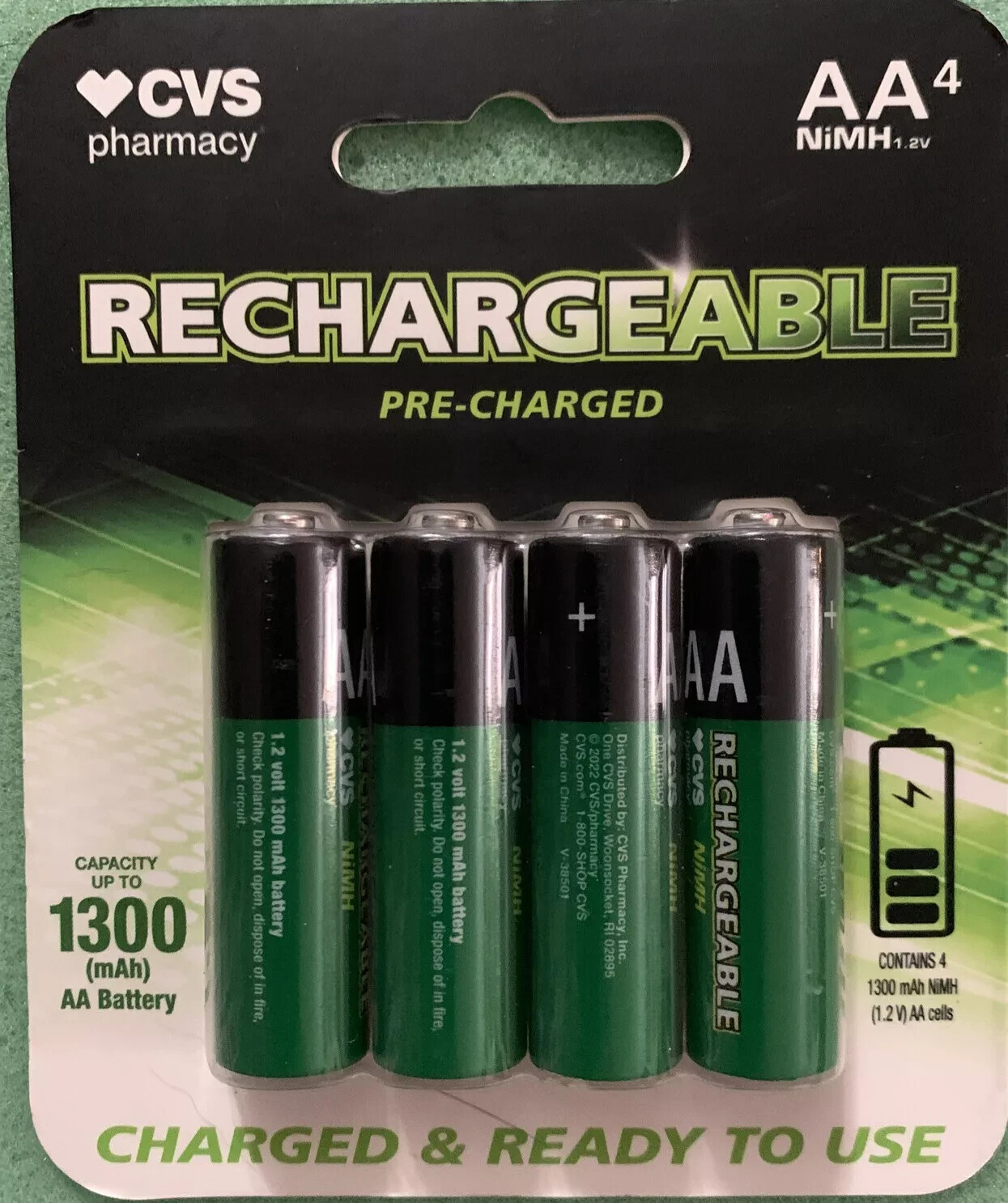 AA Rechargeable AA Batteries 4 Pack Capacity UpTo 1300 mAh Pre Charge-image