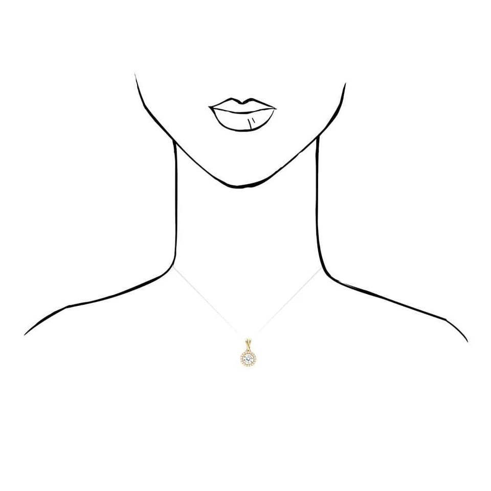 1.75CT CZ 14K Yellow White Rose Gold Halo Pendant with 18" Chain - Image 3 of 4