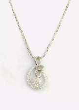 Pre Owned14k Solid White Gold Chain Necklace Pendants Diamond 0.40CT 4.33Grams