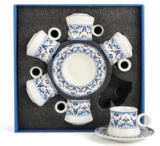 Turkish Coffee Cup Set of 12, Porcelain cups and Saucers (3 oz) Turkish Espresso