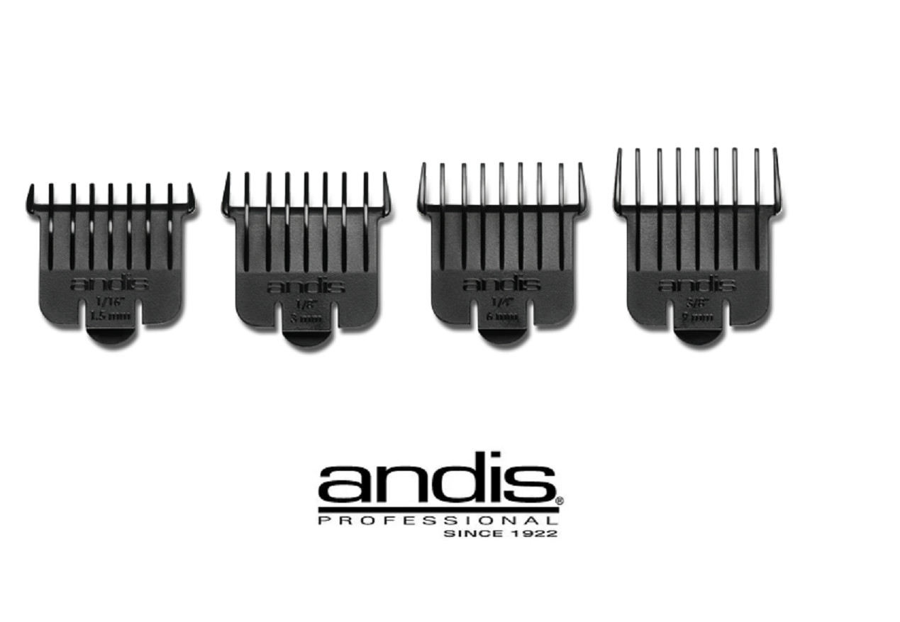 ANDIS 4pc T-BLADE ATTACHMENT Guide COMB SET*Fit SuperLiner,GTX,T-Liner,Styliner