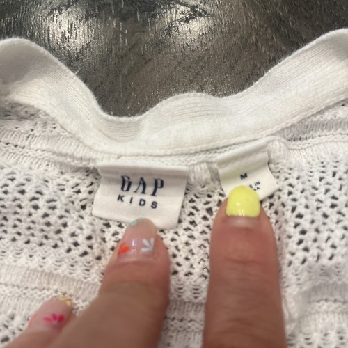 Girls Gap Kids Size Medium M Cardigan Sweater White Short Sleeve - Picture 3 of 4