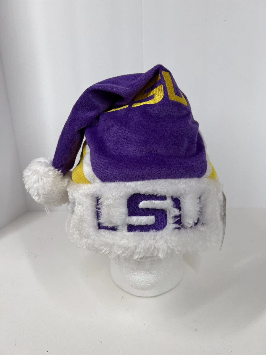 LSU Tigers Team Logo Holiday Plush Santa Hat NEW Christmas Solid Purple
