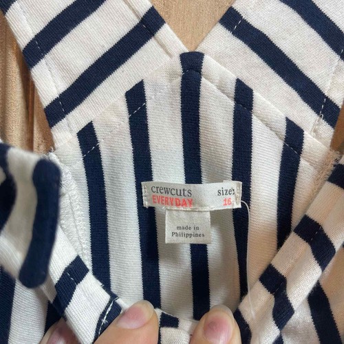 Crewcuts Everyday Girls Striped Romper Overall Front Pockets Sz 16 - Picture 8 of 9