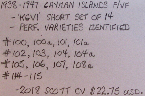 1938-47 CAYMAN ISLANDS #100-115: F/VF MNH/MH 'KGVI' short set of 14 issues - Picture 2 of 2