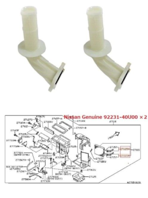 Nissan Maxima Pathfinder OEM Heater Core Outlet Tube Set of 2