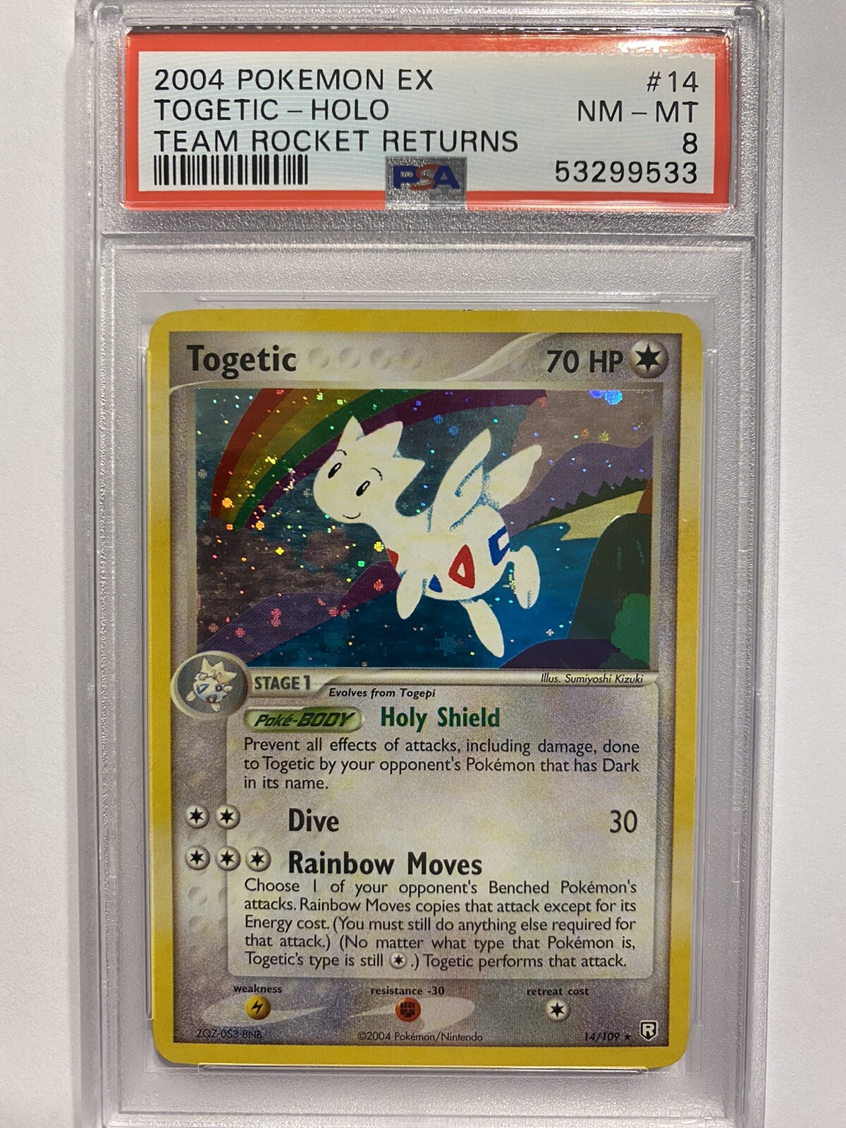 Pokemon PSA 8 Togetic 14/109 EX Team Rocket Returns Holofoil Rare 2003 Holo