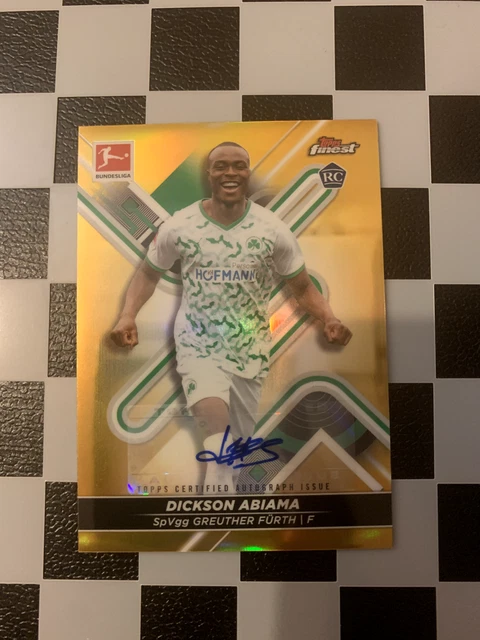 2021-22 Topps Finest Bundesliga Auto RC Dickson Abiama Gold /25 Greuther Fürth