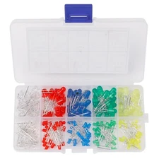 200pcsLED Diode Light 5Colors 3mm&5mm Emitting Round Assorted Color W/R/Y/G/B