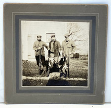 DOG antique photo 3 men hunting guns ENGLISH SPANIEL asian child boy HUNTERS PUP