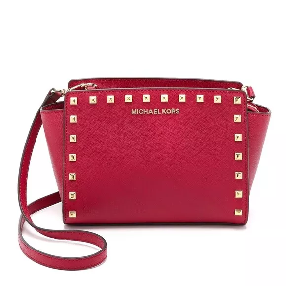 Michael Michael Kors Selma Medium Studded Saffiano Messenger