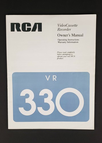 Vtg RCA VR330 VHS Video Cassette Recorder Owners Manual VCR - Picture 1 of 4