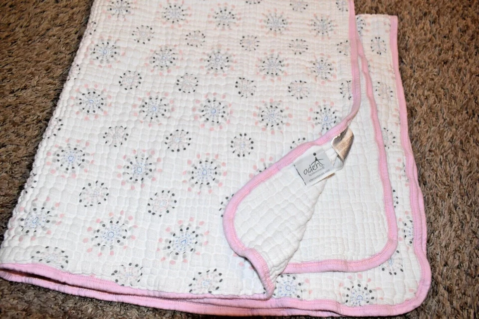 G4 ADEN Rosa Starburst Círculos Muselina Gruesa Bebé Cuna Sueño Manta Edredón Foto 2 de 4