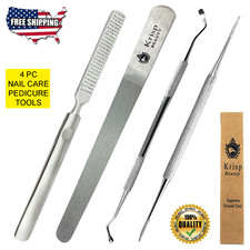 STAINLESS STEEL INGROWN TOENAIL LIFTER NAIL FILE PEDICURE FOOT RASP 4 PC TOOLS