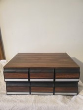 Vintage Cassette Tape Cabinet 6 Drawer Holder Storage Case Holds 72 With Pegs
