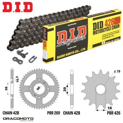 MASH SEVENTY FIVE 125 125 2015-2021 Kette Krone Ritzel Kit DID 428HD Schritt...