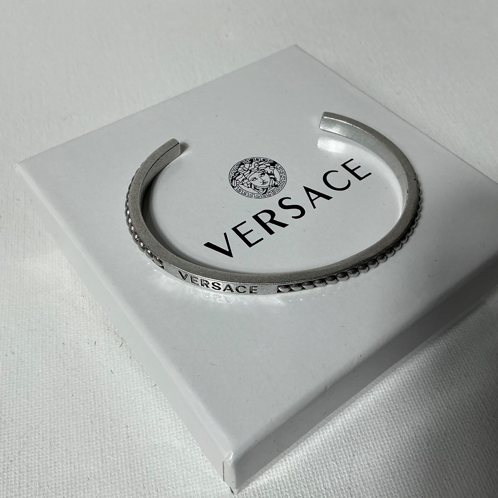Versace Silver Bangle Cuff Bracelet - image 2
