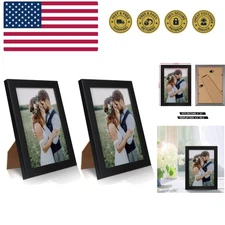 2 Pack 5x7 Picture Frame, Black Picture Frame for Wall and Tabletop Display, ...
