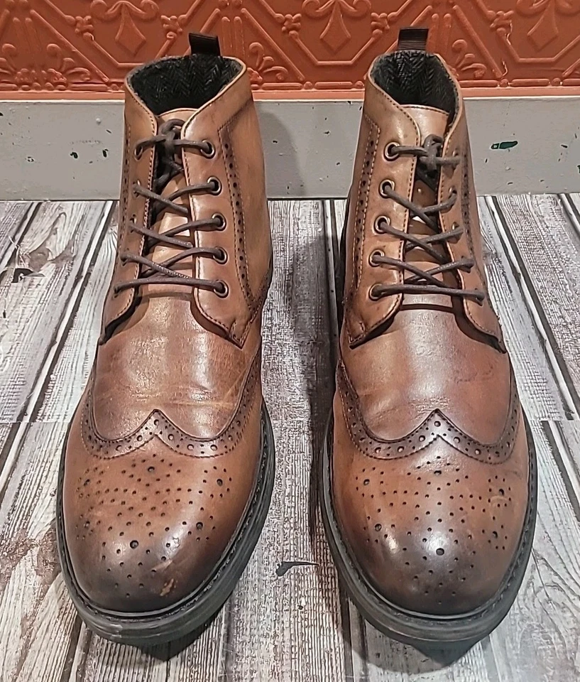 Hombres Kenneth Cole Reaction Botas Con Cordones Punta de Ala Tobillo Chelsea Marrón EE. UU. 13 Foto 3 de 4