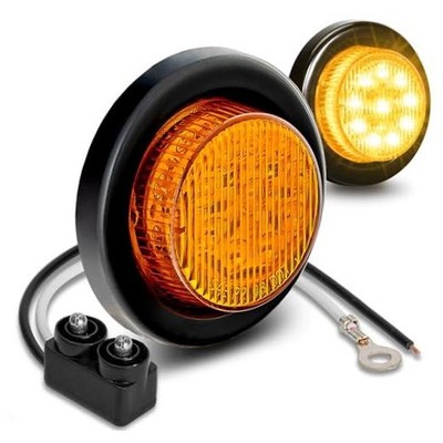TRUE MODS 2pc 2'' 12V Round LED Clearance Side Marker Lights [DOT 2 Pack Amber