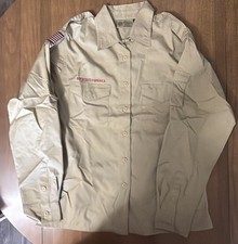 Boy Scouts Of America Tan Ladies Medium Uniform Shirt Long Sleeve Pocket BSA NWT