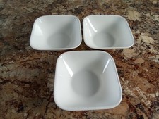 Corelle Pure White 6 1/4" Square Soup Salad Bowls Genuine Set of 3 Made in USA