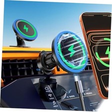 MagSafe Car Mount Charger, 3 in 1 LED RGB HandsFree Wireless Car Black
