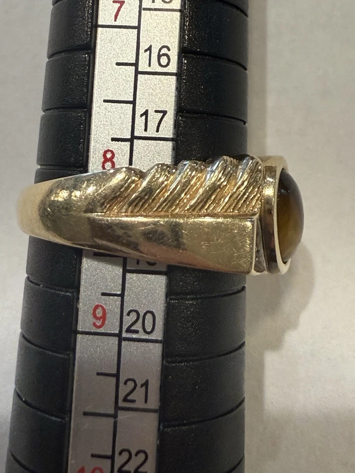 Anillo de diamantes ojo de tigre oro 14k talla 8,5 Foto 3 de 4