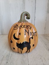 Spooky night pumpkin Black cat Halloween home decor prop unique