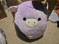 New With Tags Squishmallows Alexie the Cow 14" Purple and Black With Gold Horns
