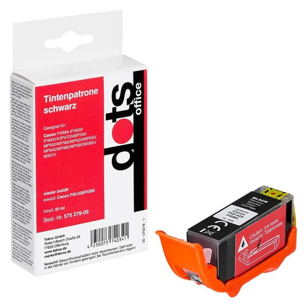 dots Schwarz Druckerpatrone Kompatibel Zu Canon PGI-520 BK-image