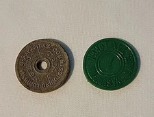 War Time State Washington Sales Tax Purchase Fiber Token + Green Plastic Token 