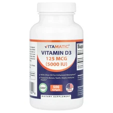 Vitamin D3, 125 mcg (5,000 IU), 500 Softgels