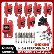 8 High Performance Ignition Coil & Spark Plug &Wire For Chevy GMC 5.3 6.2L UF413