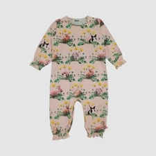 Molo Baby Girls Pink Florina Bunnies Romper Coverall Size 80 | 12 Months