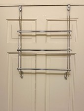Over The Door Triple Towel Rack with Storage Hooks 16.75 x 4.25 x 24
