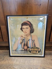 Rare 1950s Double Cola Soda Sign – Vintage Advertising – Framed