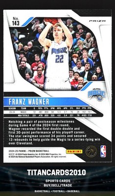 Franz Wagner 2024-25 Panini Prizm Orange Ice Orlando Magic #143 | eBay