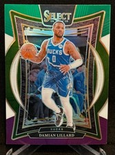 2024-25 Panini Select NBA Damian Lillard #55 Bucks Concourse Tri-Colored Prizm